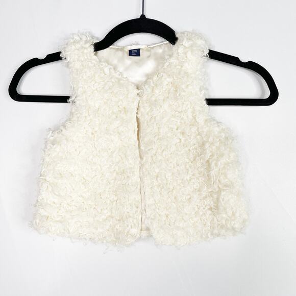 BabyGap Ivory Fronst Faux Fur Vest Toddler Girls 3 Years 3T Sleeveless Fuzzy - Picture 1 of 7